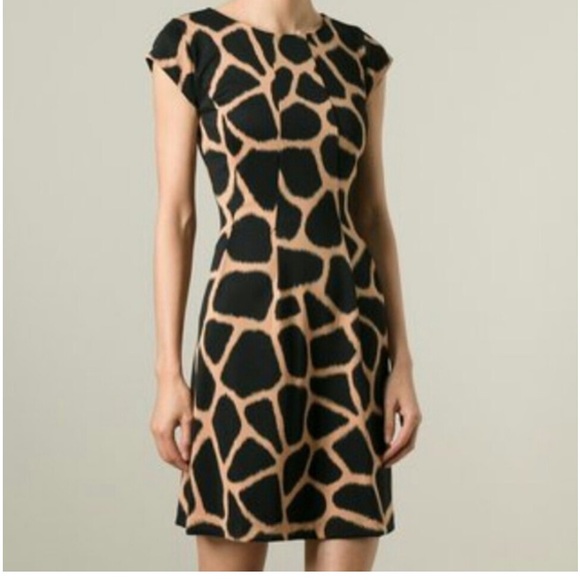 Michael Kors Dresses & Skirts - Michael Kors Giraffe  Print Zip Back Tan & Black Dress 4